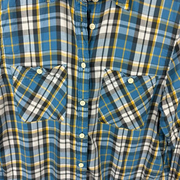 Ralph Lauren Denim & Supply Womens Utility Blue Yellow Plaid Button Down Shirt L - Picture 3 of 11